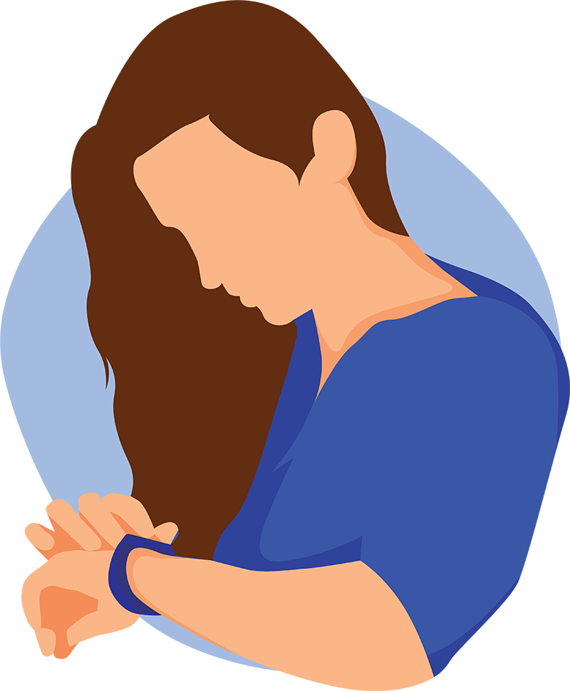 A vector illustration depicting a person in a blue shirt performing physical therapy on another person with brown hair, both against a blue background.